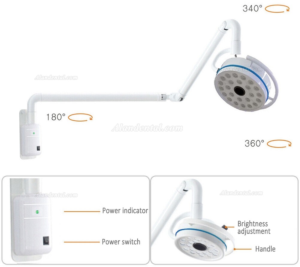 72W Dental Wall-Mounted Surgical Lamp 24 LEDs Dental Shadowless Operation Light